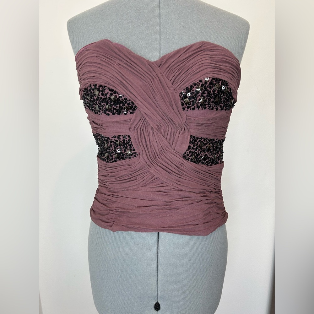 BEBE - Embellished Ruched Tube Top Size S